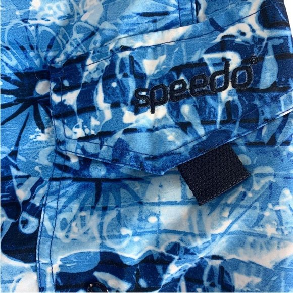 Speedo Medium Swim Trunks Lined Blue Swim Wear Sho - Picture 3 of 4